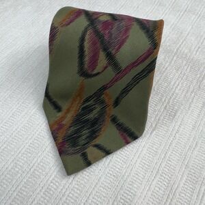 Brandini Silk Tie Green Abstract Pattern Italian Style Mens Vintage‎ Necktie
